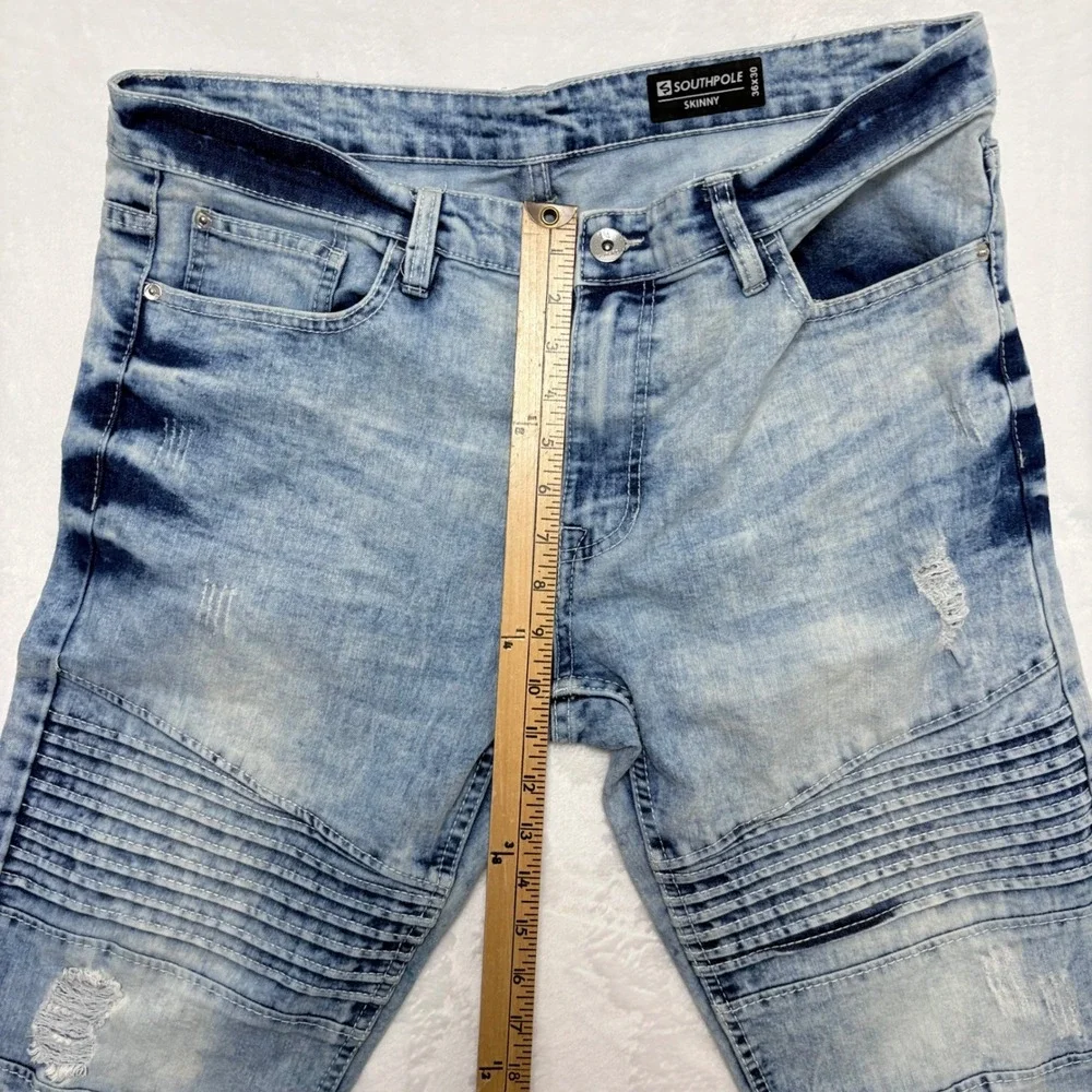 Southpole Jeans Mens‎ 36x30 Skinny Fit Moto Distressed Stretch Denim Y2K